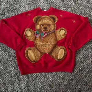 vintage christmas teddy bear crewneck